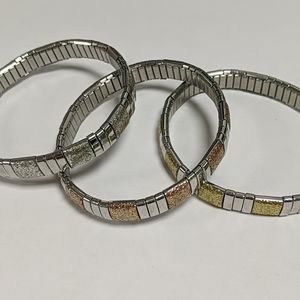 Stainless steel stretch bracelets set of 3